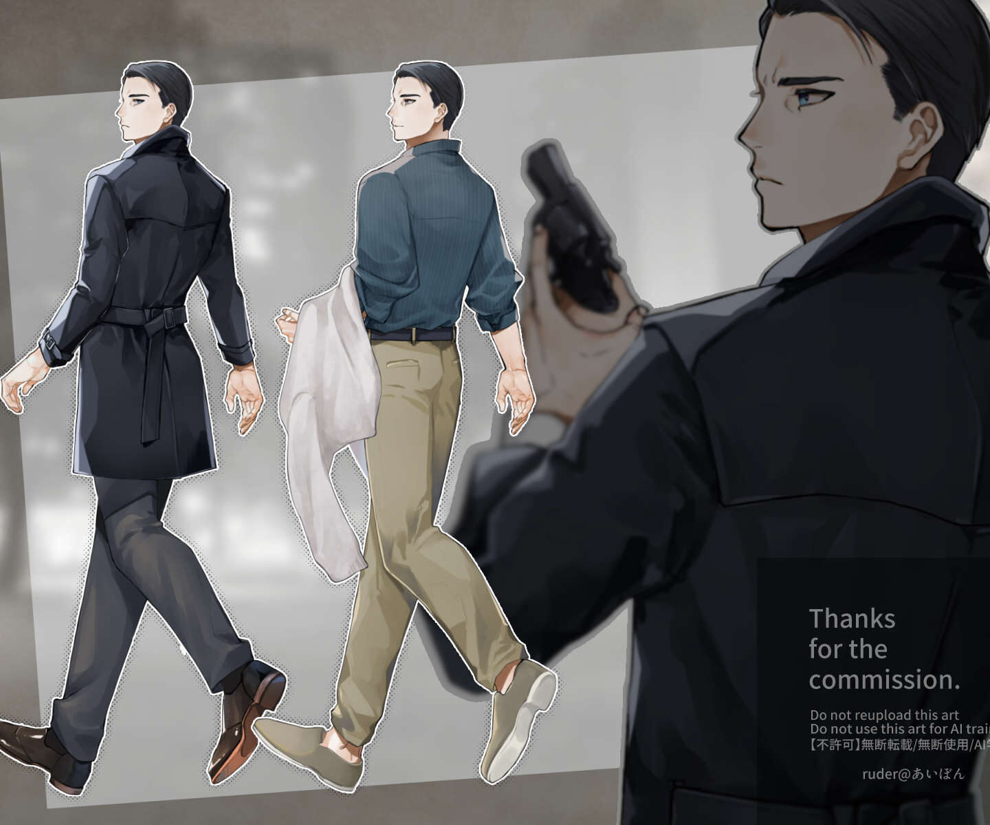 トレンチコートと後ろ姿【立ち絵制作の話】